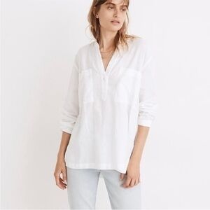 Madewell White Long Sleeve Blouse